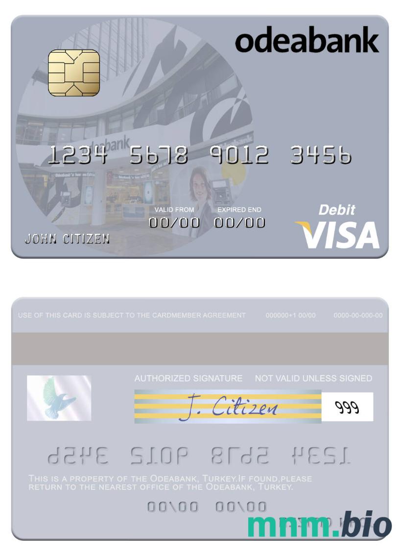 Turkey Odeabank visa debet karta przykład w formacie PSD